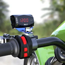 Ny ny professionell 12v digital klockvoltmeter termometer Motorcykeltillbehör 3 i 1 elektronisk meterdammsäker klocka