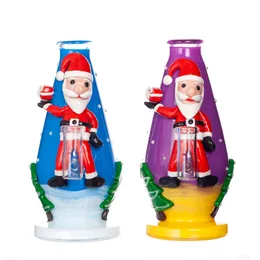 Realistischer handgefertigter farbiger Ton, 3D -Tonskulptur, bemaltes Nachtglühen, Glassuka der Weihnachtsmann Claus und Rohr