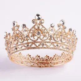 Lyxguldkristaller Bröllopskronor Silver Rhinestone Princess Prom Party Queen Bridal Tiara Quinceanera Crown Hair Accessories Cheap 263k