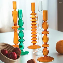 Świece Europa Glass Glass High Staletop Świece Przezroczyste Terrarium Candlestick na domowe dekoracje świąteczne Velas