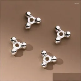 Loose Gemstones 2pcs/Lot S925 Sier -Punkte -Dreieck -Perlen 8x2,5 mm Einfacher Gyroskop -Abstandshalter DIY -Schmuckzubehör Drop -Lieferung DH3TC