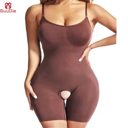 Guudia Open Countysuit Bodyyuite -Commorting Vertical Pit Strip Tummy Control Shaper Носит эластичный спандекс.