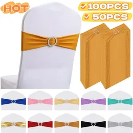 Party Stretch Chair Sashes Bands With Buckles Bows for Wedding Wedding Birthday Decoration Cerimony Creemony Recepção 240513