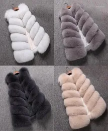 Women039s fur faux bzoosio moda Plus size damska damskie damskie bez rękawów Kolor kamizelki solidne zimowe luźne kamizelki Ogółeize J8498103