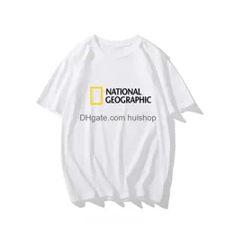 Camisetas masculinas masculas tshirts National Geographics Summer algodão de alta qualidade de manga curta camiseta moda unissex tshi dhoh5