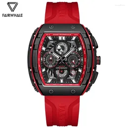 Нарученные часы Mark Fairwhale Fashion Men's Watches Спортивные силиконовые ремешки кварцевые наручные часы Case Tonneau Man Pired Drop