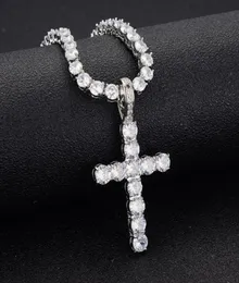 Chains Simple Cross Necklace Gold Silver Color Crystal Pendant For Men Women Couple Jewelry Gift WholeChains5386917