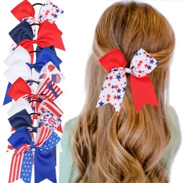 4 lipca Wstążka Bow Fryzjer Patriotyczne włosy Bow Pigtail Posięaty Elastyczne więzi opaski do włosów dla dzieci