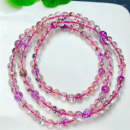 Strand Natural Super Seven Quartz Triple Circle Bracelet Healing Fashion Reiki Crystal Fengshui Jewelry Birthday Gift 6MM 1pcs