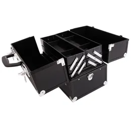 Aluminum Alloy Makeup Train Case Jewelry Box Organizer Black