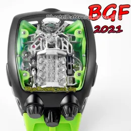 BGF 2021 Najnowsze produkty Super Uruchamianie 16 -cylindrowego silnika EPIC X Chrono Cal V16 Automatyczne męskie zegarek Pvd Black Case Eternity Watch 202L