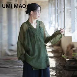 Frauen T -Shirts Umi Mao Sommermantelkleidung Original Top Home Travel Zen Meditation Elegant Cool Sonnenschutzmittel Strickjacke Femme