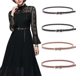 Belts Women's Faux Leather Thin Belt Design Girdle Fashion 1cm Lady Korean Corset Brown Black Waistband 105cm