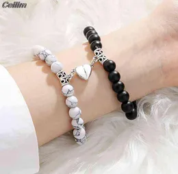 2PCSSET MAGNET BRACELETS 커플 빈티지 매칭 브래렛 스톤 거리 짝을 이루는 브래슬러 애호가 보석 Valentine039S Day Xmas G9354545