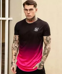 Letnie w stylu Mens T koszule Nowe Sik Silk West Extended Tshirt Men Summer Curved Em Longline przedłużona długość Tshirts5012209