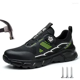 Stivali Woudhony Rotating Button Safety Scarpe uomini lavorano con punta di piedi in acciaio Sneaker leggero anti-flash anti-puncture protettivo