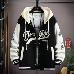 Trendy Hip Hop Hooded Baseball Uniform Unisex Lätt sportkläder Jacka Mens Bomber Jackets Autumn Coat Letter Tryckt 240511