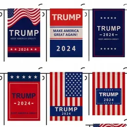Banner Flags 30x45cm Trump 2024 Flagga Maga Kag Republican USA Flagsanti Biden Never America President Donald Funny Garden Campaign CPA4 DHPEH