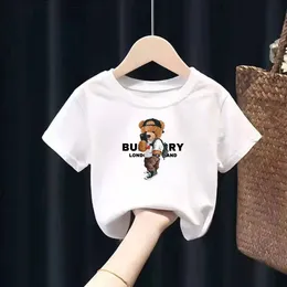 Funny Bear Fashion Print Brand Kid T-shirts Crianças Baby Manga curta Harajuk Tees menino menina Kawaii Tops Presente Clothing de verão 240517