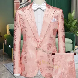 Thorndike High-end personalizado-10 Custom Made Peach Groom Tuxedo Groomsmen One Buttons Pico de lapela de lapela Man Wedding Men 240516