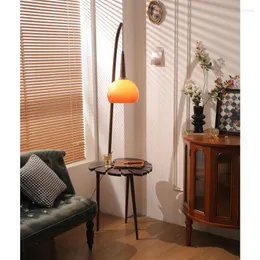 Golvlampor Vintage Orange Glass Lampshade E27 LED för vardagsrum SOFA SIDA DECORDRAMMER Fjärrkontroll Dim Standing Lamp