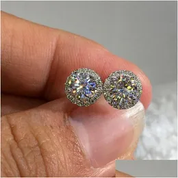 Stud Choucong Luxury Jewelry 925 Sterling Sier Round Cut White Clear 5A Cubic Zirconia Party Women Wedding Drop Delivery Earring Dhruy