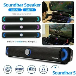 Soundbar Smalody 9014 USB Kablolu Bilgisayar LED Hoparlör Subwoofers Dizüstü Stereolar Ses Baster Stereo Oyun PC ile Colorf Drop Deliv Dhrza