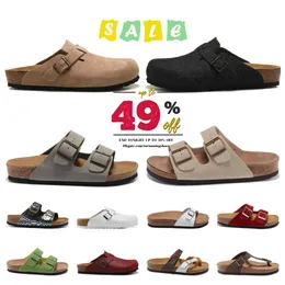 مصمم Bostons يسد النعال Burkenstock Bostons Clog Sandals Mens Women Cork Flat Sliper Slied Seede Slide Flip Flops Buckle Strap Cotton Platform