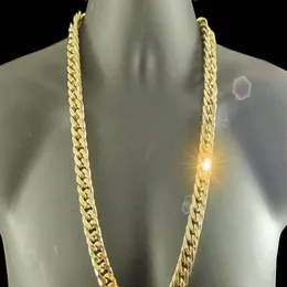 18 K gelb G f Goldkette fest schwere 10 mm XL Miami Cuban Curn Link Halskette 339b
