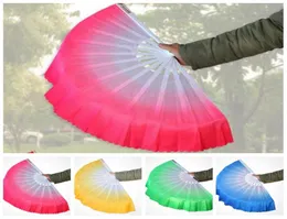 5 Colors Chinese Silk Hand Fan Belly Dancing Short Fans Stage Performance Fans Props for Party 50pcs H05295556401