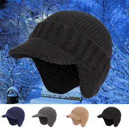 New New Winter Knitted Hats Protection Men Warm Thick Wool Beanies Outdoor Windproof Cycling Motorcycle Ear Cover Baseball Cap