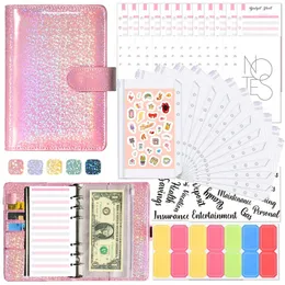 Cash Book Binder Budget Planner Notebook Cover Mapp A6 Storlek 6 Hålficka Plast PLAX -dragkedja Money Saving -kuvert 240517