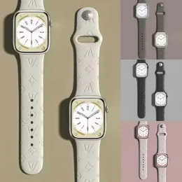 Gratis frakt till hemdesigner Silicone Apple Watch Band 38 40 41 42 44 45 49 mm L Flower Watchs remms armband för iWatch 9 8 7 6 5 SE Luxury Fashion Watchbands