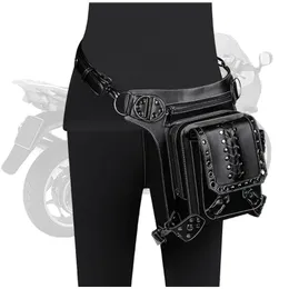 Kvinnor midjeväska gotisk fanny packar motorcykel höftben väska steampunk hölster svart axelväska män pu läder crossbody väskor tigga 240515