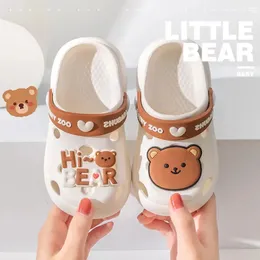 Super anti-slip childrens slippers Summer Home Cartoon Boys and Girls Soft Bottom Shoes Baby Cave Sandals Kids Beach Sandals 240507