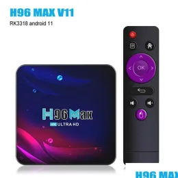 Box Android TV Box 4K Smart 11 с Wi -Fi 4GB RAM 64GB ROM 5G для Netflix DLNA Установите Top Media Player H96 Max v11 ZZ Drop Delivery Elect