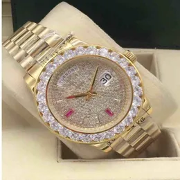공장 판매 3 스타일 18K 옐로우 골드 남성 43mm 대형 다이아몬드 시계 정품 다이아몬드로 맞춤형 로마 다이얼 자동 기계식 이동 311C