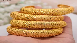 ANNAYOYO 4 PiecesLot Dubai Bangle Women Ethiopian Gold Color Bracelets Middle East Wedding Jewelry African Ornaments3300955