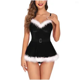 브라스 세트 크리스마스 섹시 란제리 잠옷 패션 여성 나이트 티 가운 베이비 폴 가터 2 조각 속옷 에로틱 나이트웨어 드롭 델 dhdig