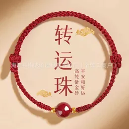Cinnabar Benmingnian Par Male and Female Hand Rope Woven Transport Armband med skyddande rött mångsidigt armband