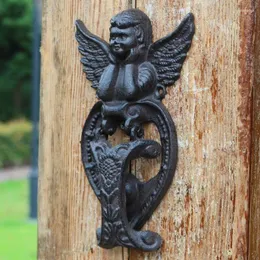 Dekoratif Figürinler Avrupa Stlye Dökme Demir Knocker Crafts Vintage Küçük Melek Kapı Kilitme Antik Tutma Bahçe Ev Duvar Dekorasyonu