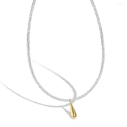 Catene S925 collana d'argento puro per donne con una goccia d'acqua e design a forma rotta: un piccolo lusso