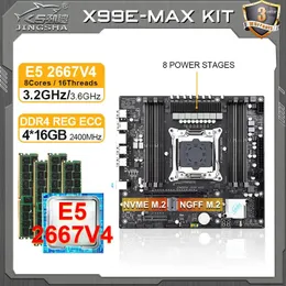Motherboards JINGSHA X99 E-MAX Quad Channel Motherboard LGA 2011 V3 Xeon Set With E5 2667 V4 CPU 4 16GB DDR4 RAM Kit Processor