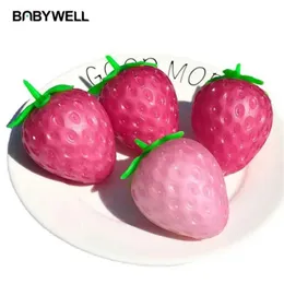 Dekompression Spielzeug für Erwachsene und Kinder Quadrische Erdbeer -Stress -Relief -Spielzeug Neuheit Simulation Food Fruiting Ball Sensor Fitts Toy Party Gefälligkeiten 8 * 5cm Wx