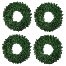 Decorative Flowers 4 Pcs Green Artificial Pine Wreath Garland For Front Door Window Fireplace