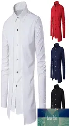 Oak Spring Men Società sociale Sleeve lunga Solido Vintage Solido a due pezzi camicia da uomo Abito camicie Causal Slim Shirt9046956