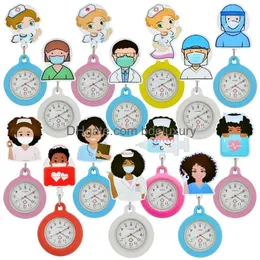 Pocket Watches Lovely Heart Nurse Doctor Cartoon Characters Retractable Badge Reel Clip Hospital Medical Office Gifts Drop Delivery Ot0Cj