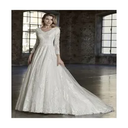 2019 новые A-Line кружевные скромные свадебные платье