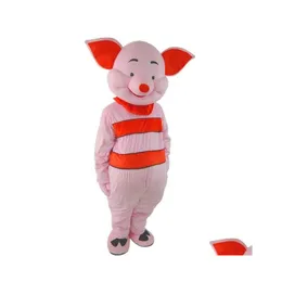 Mascot Halloween Happy Piglet Pig Costume High Quality Cartoon Pink Theme Character Christmas Carnival Fancy Costumes Drop Delivery A Dhhz8