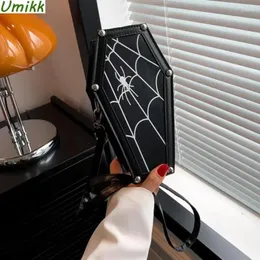 Bag Halloween Cosplay Phone Purse Coffin Retro Cobweb Pattern Women Crossbody Gothic Fashion Sling PU Leather Ladies Satchel
